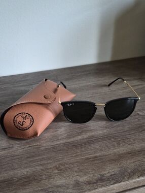 Ray-Ban Black Frame with Gold Temple Sunglasses